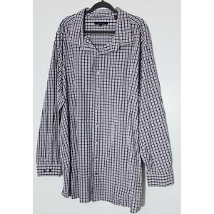 Synrgy Shirt Men's Size 4XL Purple & White Plaid Button Up Long Sleeve Preppy